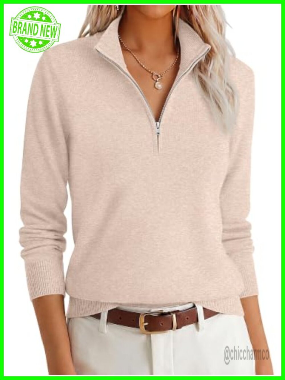 Women's Quarter Zip Lightweight Sweater Pullover Long Sleeve Casual Fall Layer
